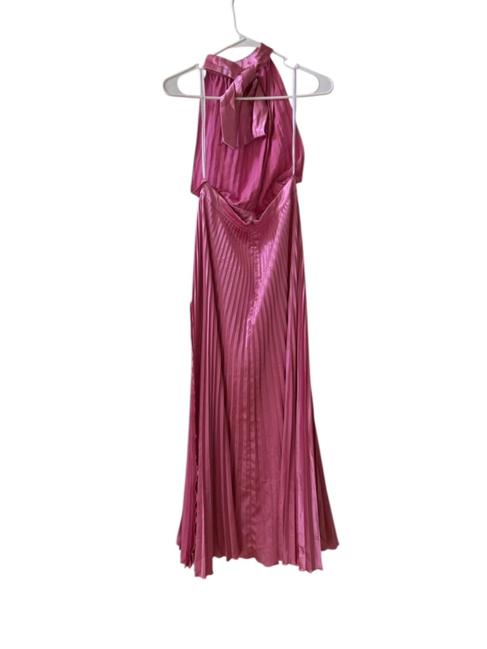 L’IDEE Renaissance Pleated Halter Midi Dress Hot Pink Sz 6 US - Picture 4 of 6